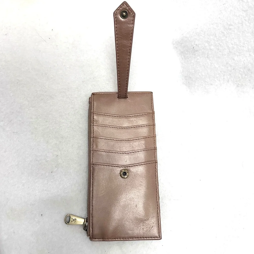 Hobo Linn Brown Leather Credit Card Holder Euro Slide Case Slim Wallet ID Window